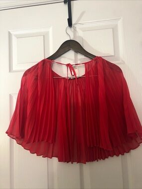 Max & Cleo Red Pleated Sheer Capelet